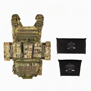 Плитоноска Cordura1000D мультикам + напашник з балістичним пакетом 1 класу та захист попереку 1 класу в Києві от компании Elektromax