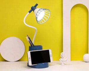 Лампа на гнучкій ніжці DESKTOP LAMP EL-2176 синій з функцією Powebank 1200mAh, тримачем телефона