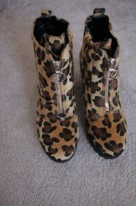 Жіночі черевики на підборах 6см леопардові дві блискавки 40 розмір