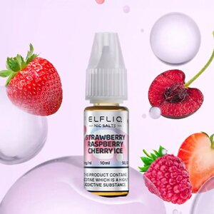 Рідина ELFLIQ 10мл 5%. Полуниця Малина Вишня (Strawberry Raspberry Cherry Ice) в Києві от компании Elektromax