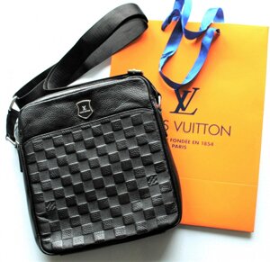 Чоловіча шкіряна сумка мессенджер Louis Vuitton black