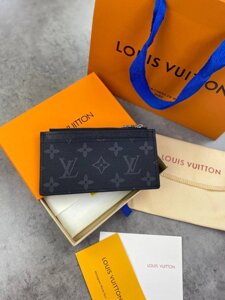 Тримач сірий для карт та монет Louis Vuitton чорний у стилі "Monogram" k209