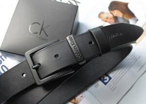 Чоловічий шкіряний ремінь з чорною пряжкою Calvin Klein black в Києві от компании Elektromax