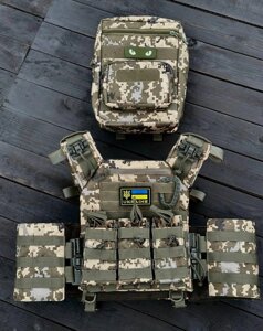 Комплект плитоноска GEN. 7 швидкого скидання+ 4 підсумка та рюкзак піксель в Києві от компании Elektromax