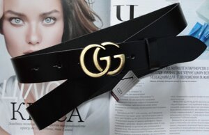 Жіночий чорний шкіряний ремінь Gucci 3 см пряжка бронза в Києві от компании Elektromax