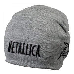 Шапка біні з вишивкою METALLICA Logo сіра