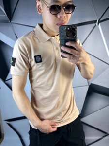 Поло Stone Island бежевого кольору з патчем на рукаві mf038 в Києві от компании Elektromax