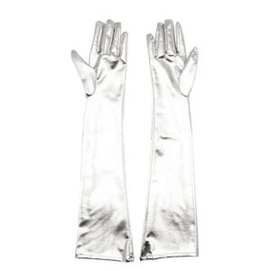 Довгі рукавички по лікоть Fetish Five Fingers Gloves Silver в Києві от компании Elektromax