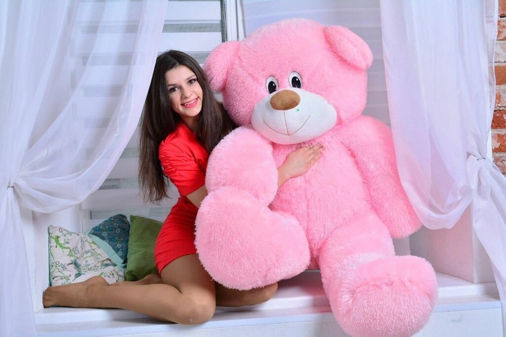Плюшевий ведмідь "Україна" Рожевий 100 см від компанії Elektromax - фото 1