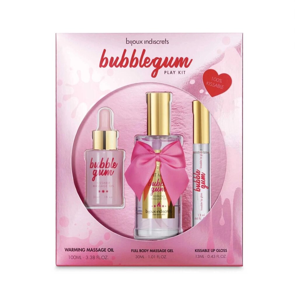 Подарунковий набір косметики Bijoux Indiscrets Bubblegum Play Kit, масажна олія, гель, блиск від компанії Elektromax - фото 1