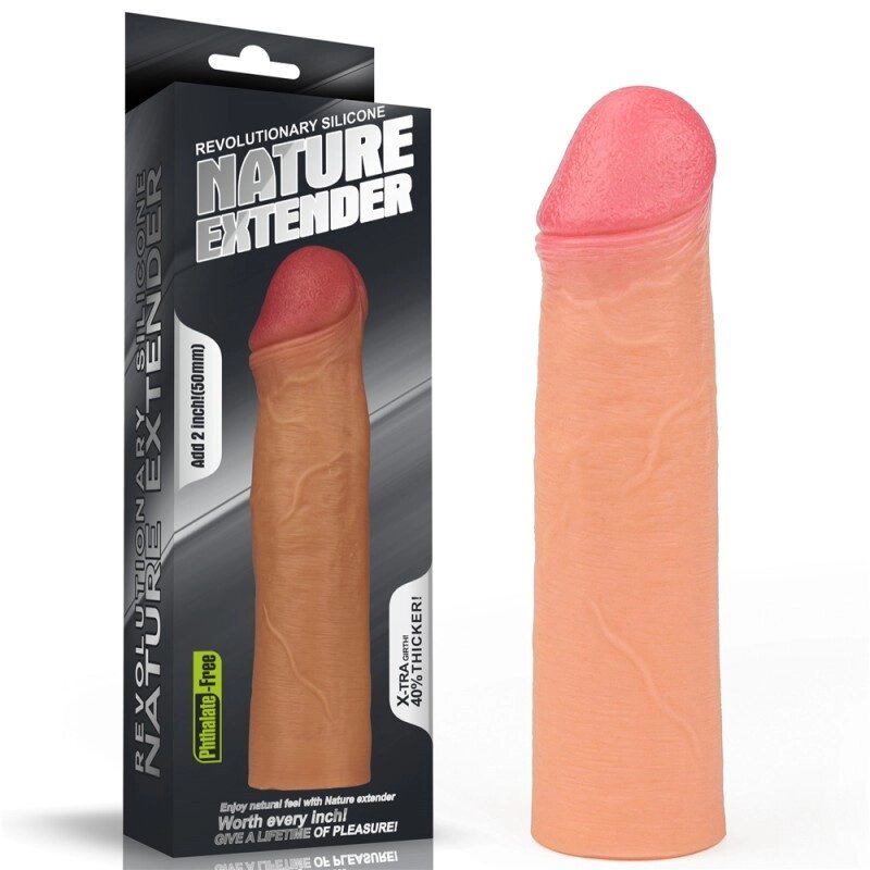 Подовжує насадка на нього   Revolutionary Silicone Nature Extender Flesh від компанії Elektromax - фото 1