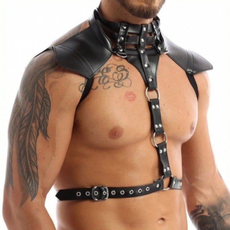 Портупея чоловіча чорного кольору Mens Faux Leather Halter від компанії Elektromax - фото 1