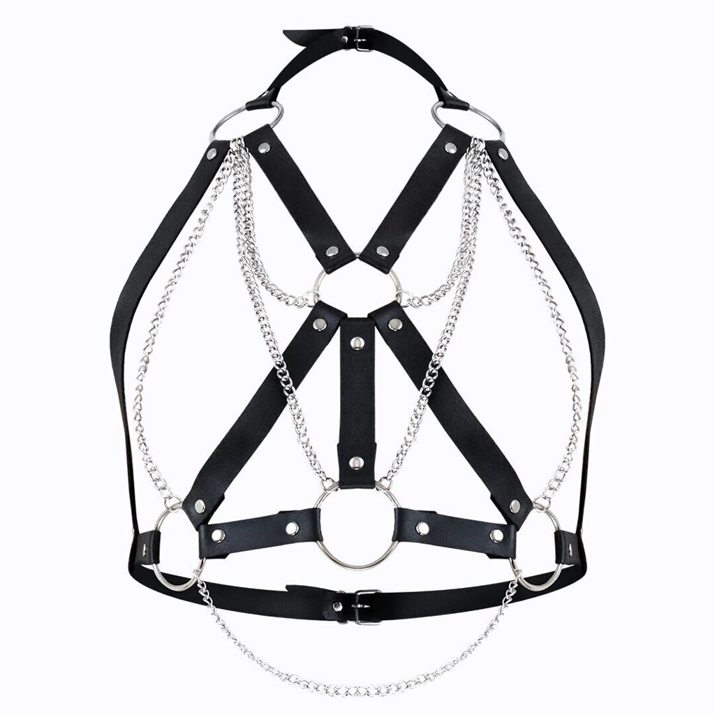 Портупея жіноча Art of Sex - Aiden Leather harness, Чорна L-2XL від компанії Elektromax - фото 1