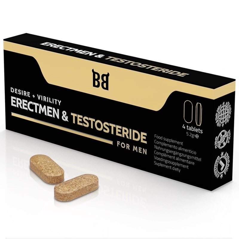 Препарат для ерекції Blackbull Erectmen Testosteride Power Testosterone, 4 капсули від компанії Elektromax - фото 1