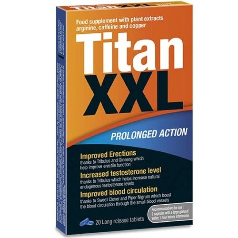 Препарат для ерекції Titan XXL Prolonged Action, 20 капсул від компанії Elektromax - фото 1