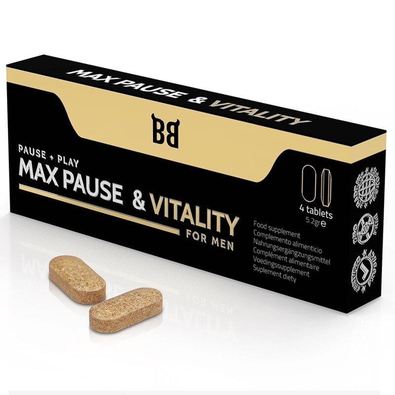 Препарат для затримки оргазму Blackbull Max Pause Vitality Retardant, 4 капсули від компанії Elektromax - фото 1