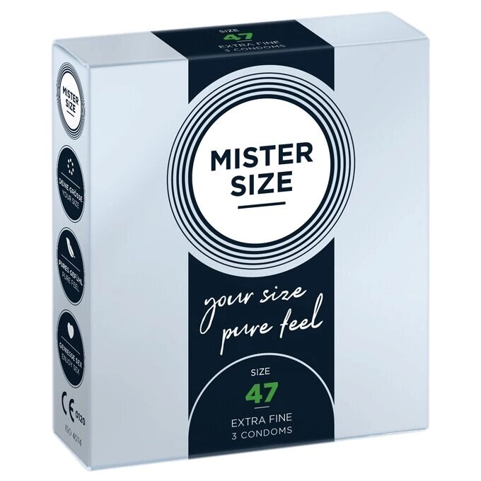 Презервативи Mister Size - pure feel - 47 (3 condoms), товщина 0,05 мм від компанії Elektromax - фото 1