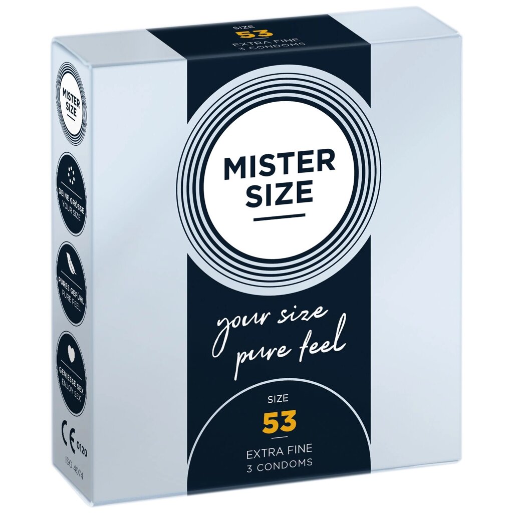 Презервативи Mister Size - pure feel - 53 (3 condoms), товщина 0,05 мм від компанії Elektromax - фото 1