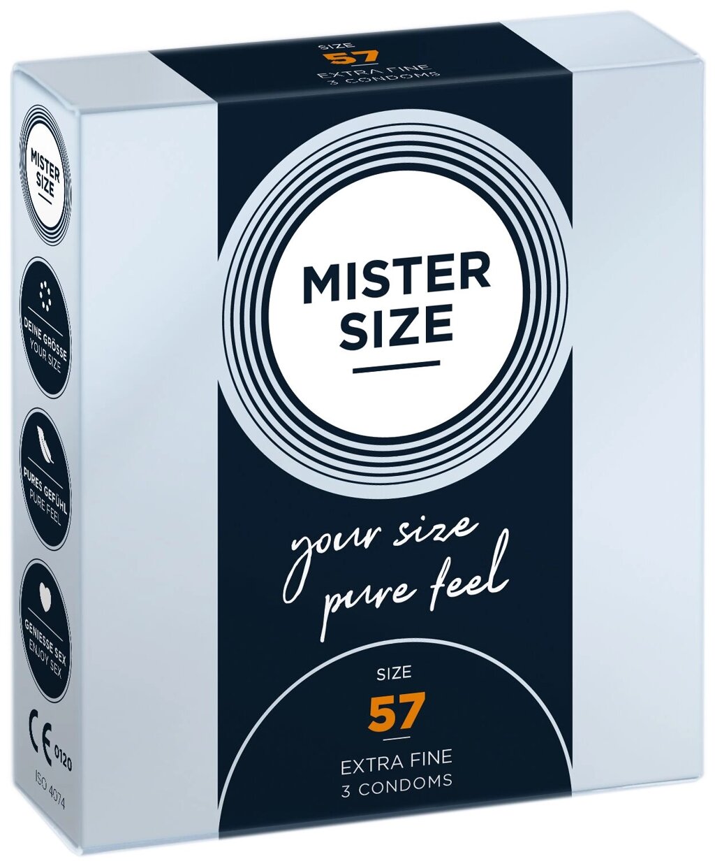 Презервативи Mister Size - pure feel - 57 (3 condoms), товщина 0,05 мм від компанії Elektromax - фото 1