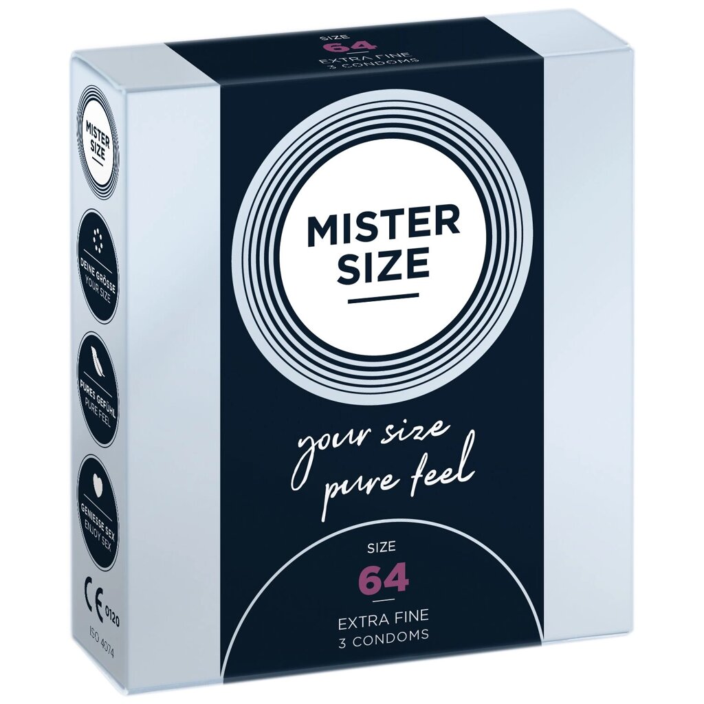 Презервативи Mister Size - pure feel - 64 (3 condoms), товщина 0,05 мм від компанії Elektromax - фото 1