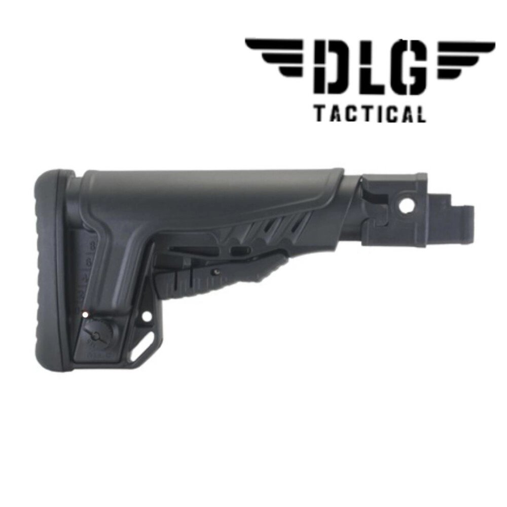 Приклад складний TBS Shock від DLG Tactical Com Spec  з регульованим підщочником для АК-74 АК 47 АКМ чорний від компанії Elektromax - фото 1