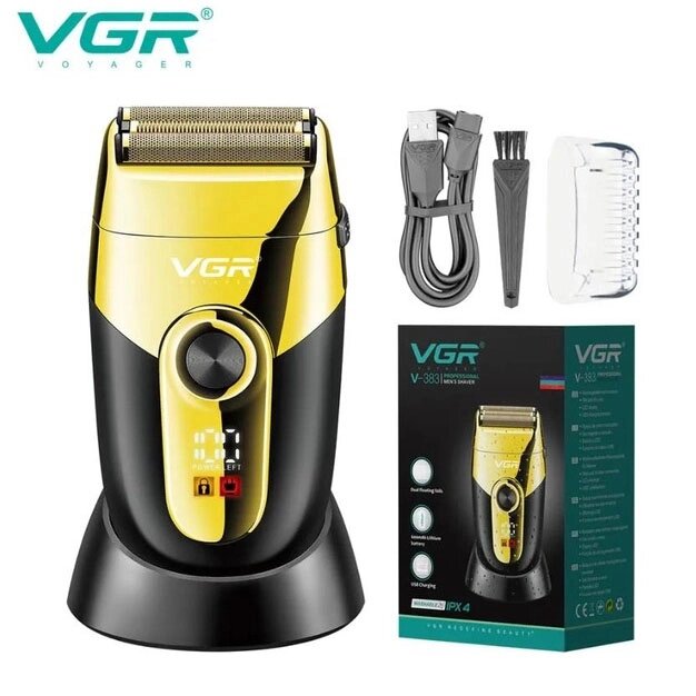 Професійна електробритва VGR V-383 Finale Shaver з підставкою, чоловіча машинка для гоління від компанії Elektromax - фото 1