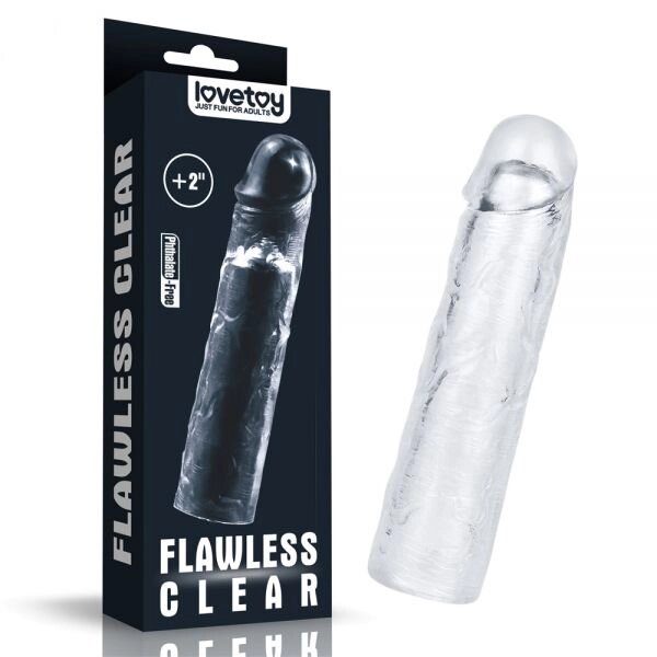 Прозора подовжує насадка на  Flawless Clear Penis Sleeve плюс 5 см від компанії Elektromax - фото 1