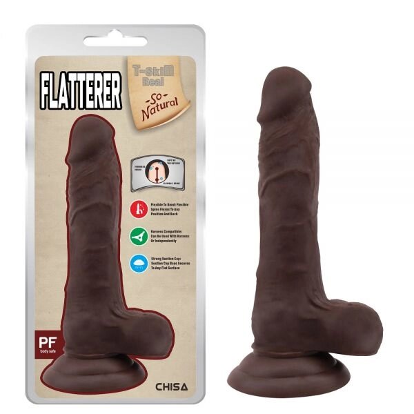 Реалістичний фалоімітатор коричневий Flatterer від компанії Elektromax - фото 1
