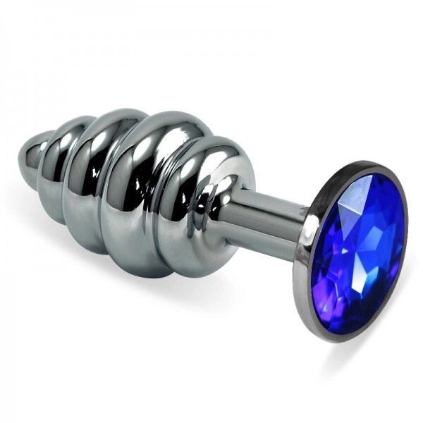 Рельєфна особиста     пробка із синім каменем Rosebud Spiral Metal Plug від компанії Elektromax - фото 1