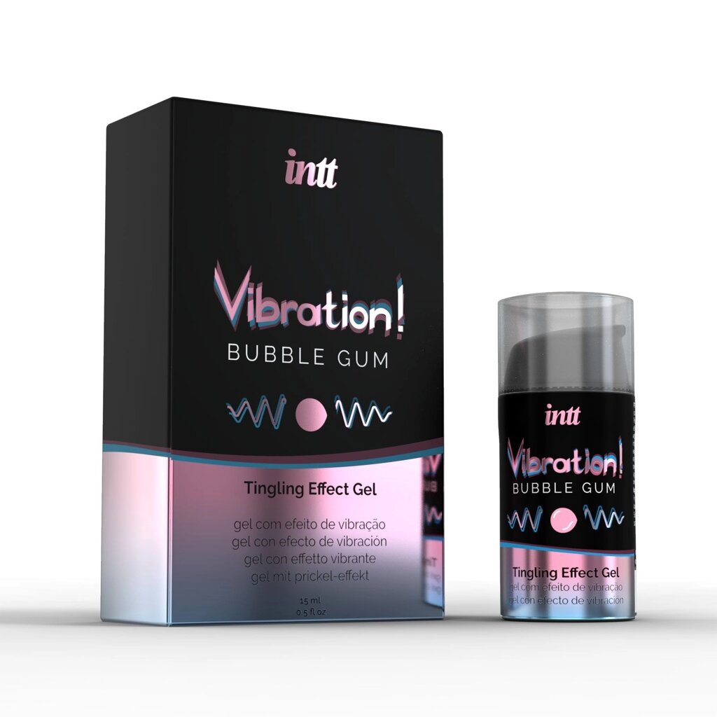 Рідкий вібратор Intt Vibration Bubble Gum (15 мл), густий гель, дуже смачний, діє до 30 хвилин від компанії Elektromax - фото 1