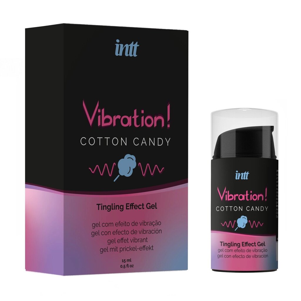 Рідкий вібратор Intt Vibration Cotton Candy (15 мл), густий гель, дуже смачний, діє до 30 хвилин від компанії Elektromax - фото 1