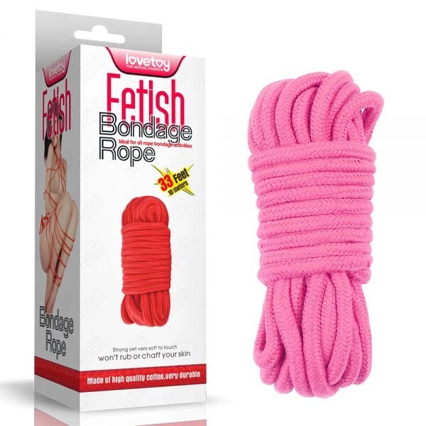 Рожева мотузка для зв'язування Fetish Bondage Rope, 10 метрів від компанії Elektromax - фото 1