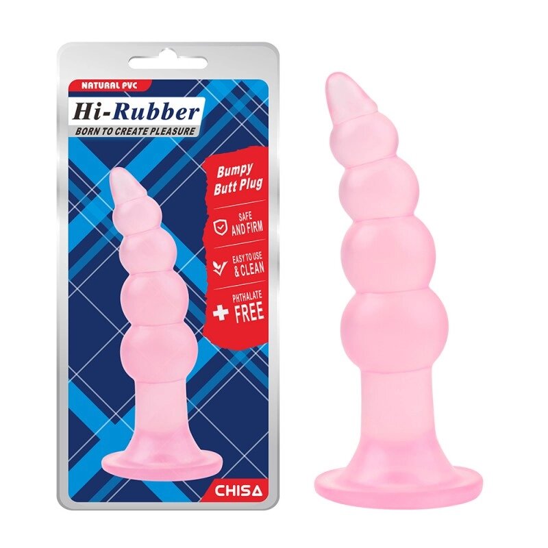 Рожевий анальний стимулятор Hi Rubber Bumpy Butt Plug від компанії Elektromax - фото 1