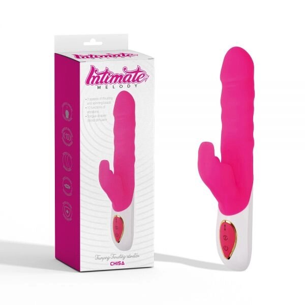 Рожевий мультіскоростной Масажер  Thumping Thrusting Vibrator від компанії Elektromax - фото 1