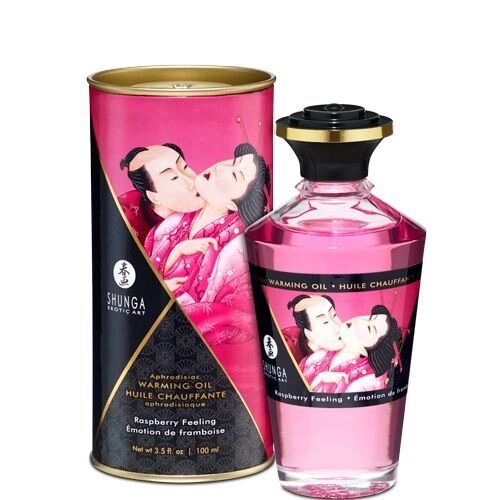 Розігрівальна олія Shunga Aphrodisiac Warming Oil – Raspberry Feeling (100 мл) без цукру, смачна від компанії Elektromax - фото 1