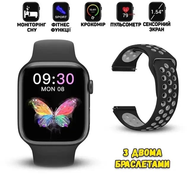 Розумний смарт-годинник Smart Watch T55 з 2 ремінцями, підтримка дзвінків, спортивні режими, вологозахист ip 67 NBM від компанії Elektromax - фото 1