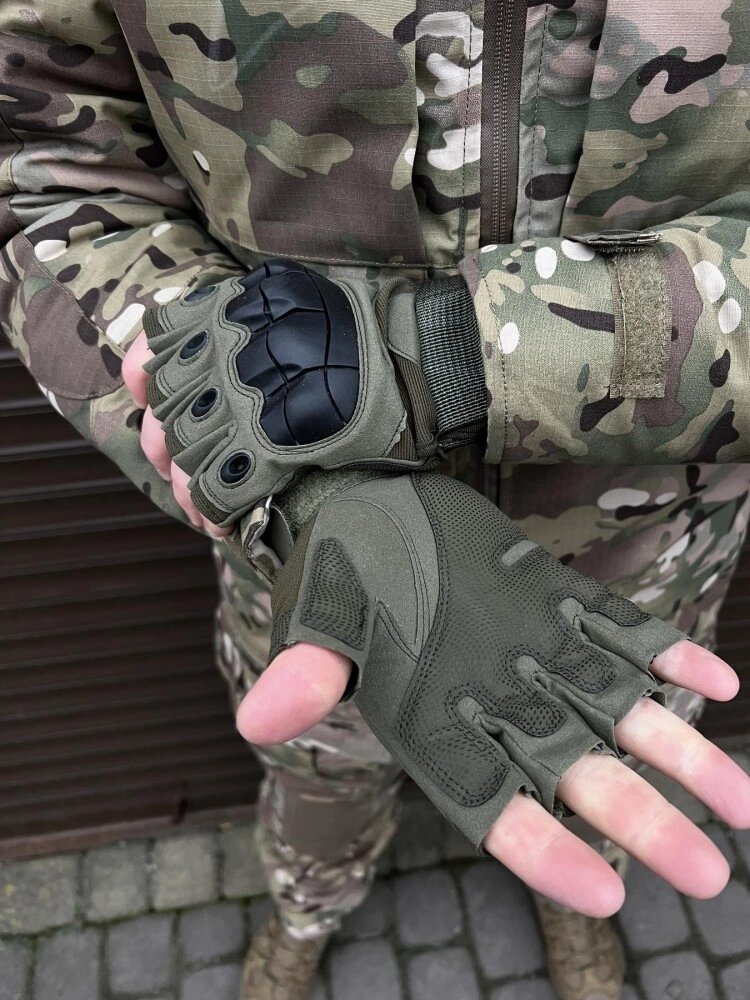 Рукавиці безпалі Oakley Tactical Pro олива R-6 від компанії Elektromax - фото 1