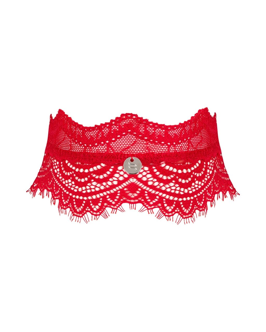 Широкий мереживний чокер Obsessive Bergamore choker, red від компанії Elektromax - фото 1