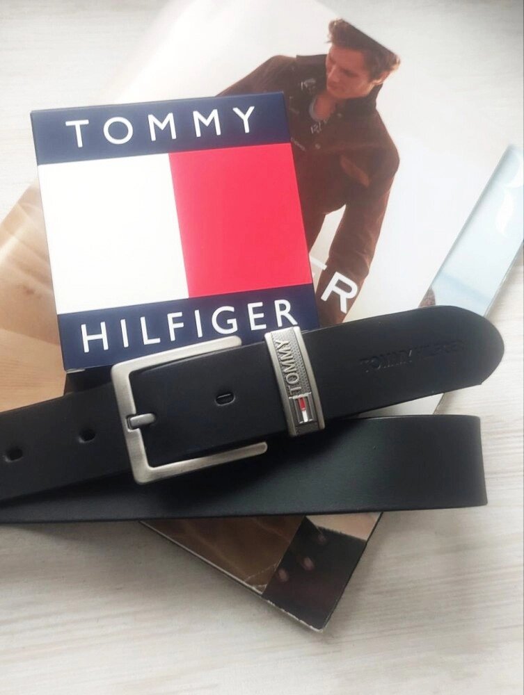 Шкіряний ремінь Tommy Hilfiger black від компанії Elektromax - фото 1