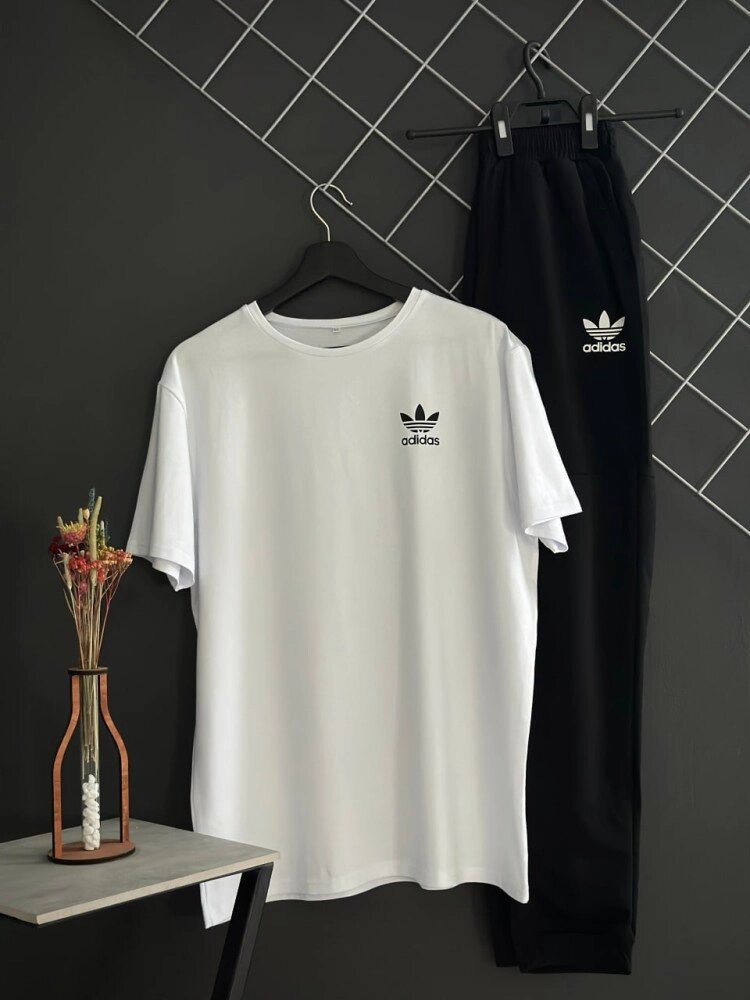 Штани чорні Adidas (двонитка) + футболка біла Adidas від компанії Elektromax - фото 1