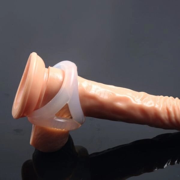 Silicone penis and scrotum bondage 3 ring від компанії Elektromax - фото 1
