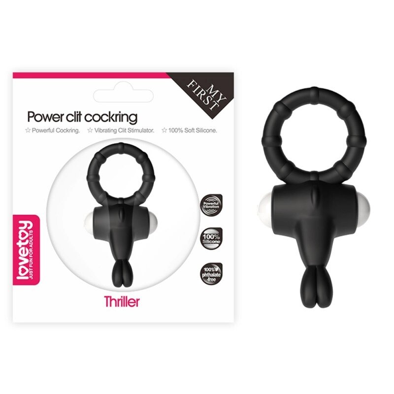 Силіконове чорне кільце для стимуляції Горошинка а Power Clit Silicone Cockring від компанії Elektromax - фото 1