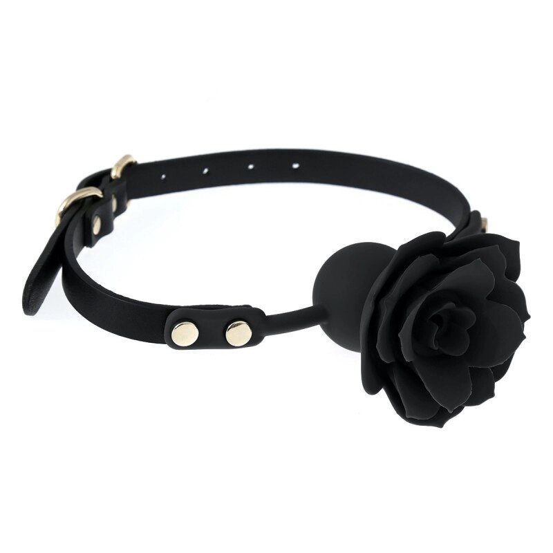 Силіконовий     з чорною трояндочкою Silicone Rose Ball Gags Black від компанії Elektromax - фото 1