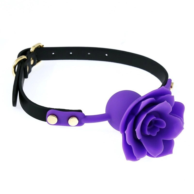 Силіконовий     з фіолетовою трояндочкою Silicone Rose Ball Gags Purple від компанії Elektromax - фото 1