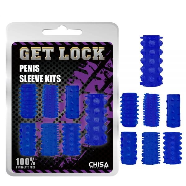 Синій набір насадок додаткової стимуляції Penis Sleeve Kits від компанії Elektromax - фото 1
