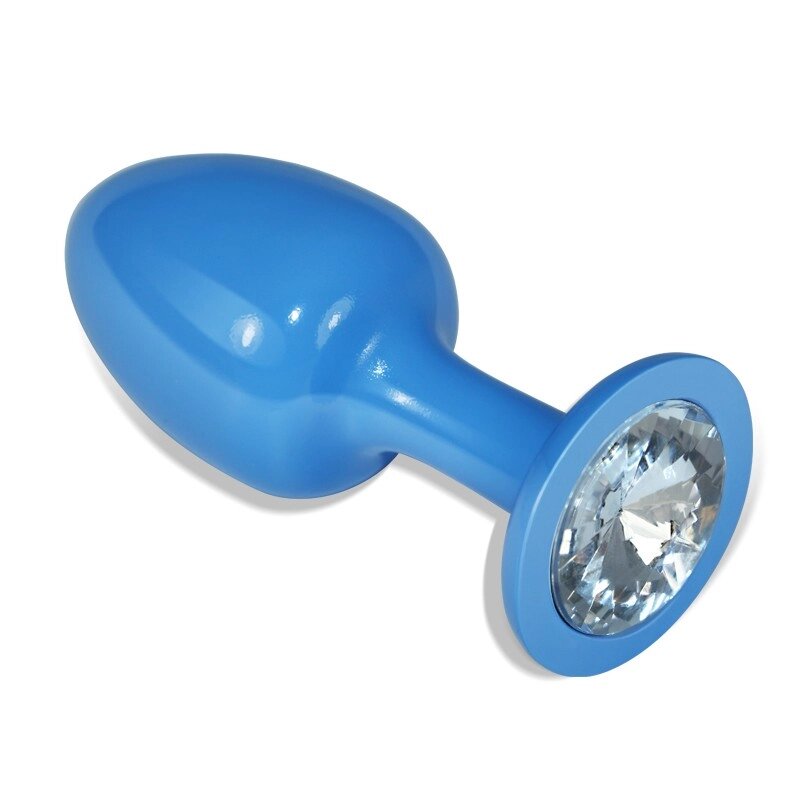 Синя анальна пробка з прозорим каменем у подарунковій упаковці Rosebud Blue від компанії Elektromax - фото 1