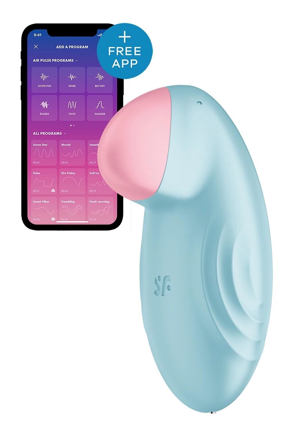 Смарт-вібратор для клітора Satisfyer Tropical Tip Light Blue від компанії Elektromax - фото 1