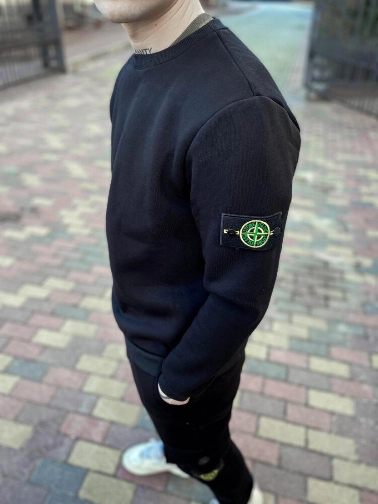 Спортивний костюм чорний STONE ISLAND утеплений  5-662 від компанії Elektromax - фото 1