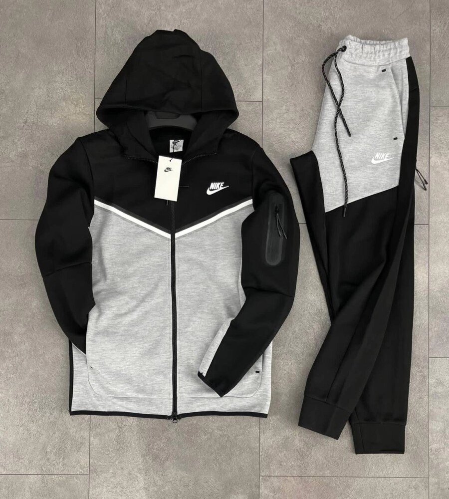 Спортивний костюм Nike Tech Fleece чорно-сірий від компанії Elektromax - фото 1