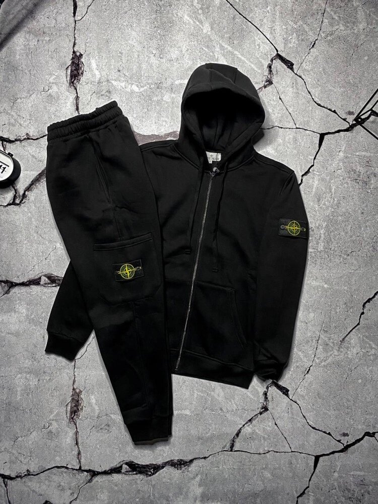 Спортивний костюм Stone Island зимовий чорний від компанії Elektromax - фото 1